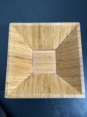 Pampered Chef Wooden Square Bowl #0708